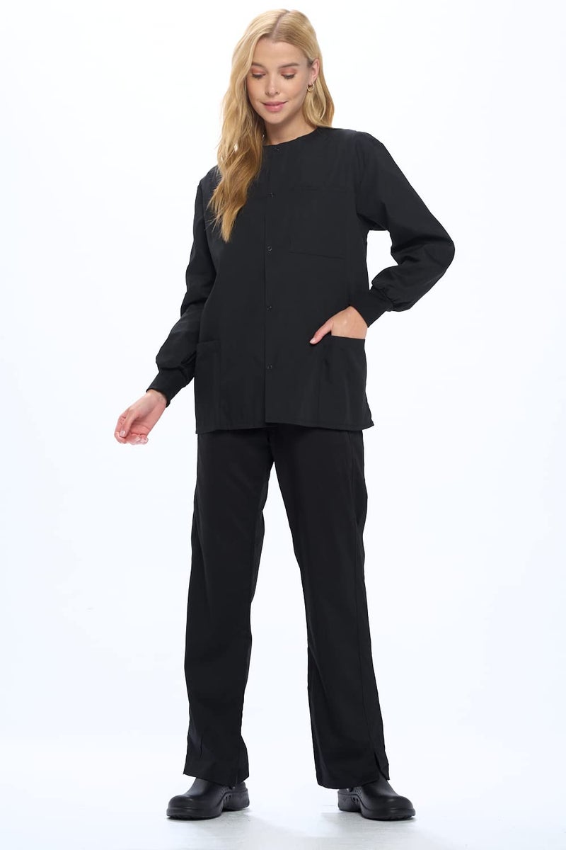 Natural Uniforms Warm Up Scrub Jacket-Black-Medium - Image 5